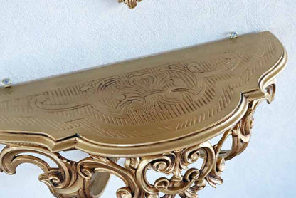 イタリア製 コンソールL 50cm幅 壁掛け ゴールド EUROMAMRCHI