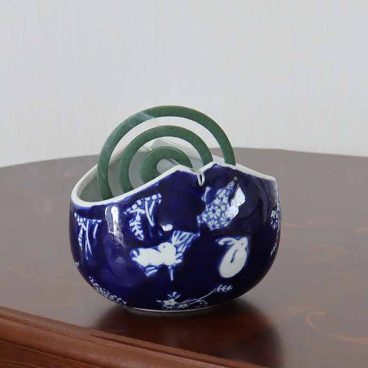 陶器 蚊取線香 ホルダー 藍兎 虫除け 和雑貨 蚊遣り器 シノワズリ