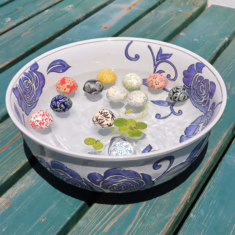 陶器 浮き球 12個セット 中 浮き玉 水鉢 メダカ鉢 金魚鉢 鉢 水連鉢 和風 ビオトープ - 輸入家具のインテリア北欧