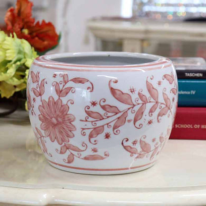 水鉢 ピンク 花柄 7号 ミニ火鉢 鉢カバー プランターカバー