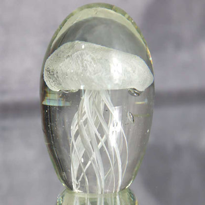 ガラス クラゲ 小 白 置物 海月 くらげ ガラス雑貨 オブジェ 硝子彫刻