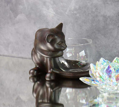 樹脂製 猫の置物 しっぽネコ 置物 レトロ フィギュア 小物入れ