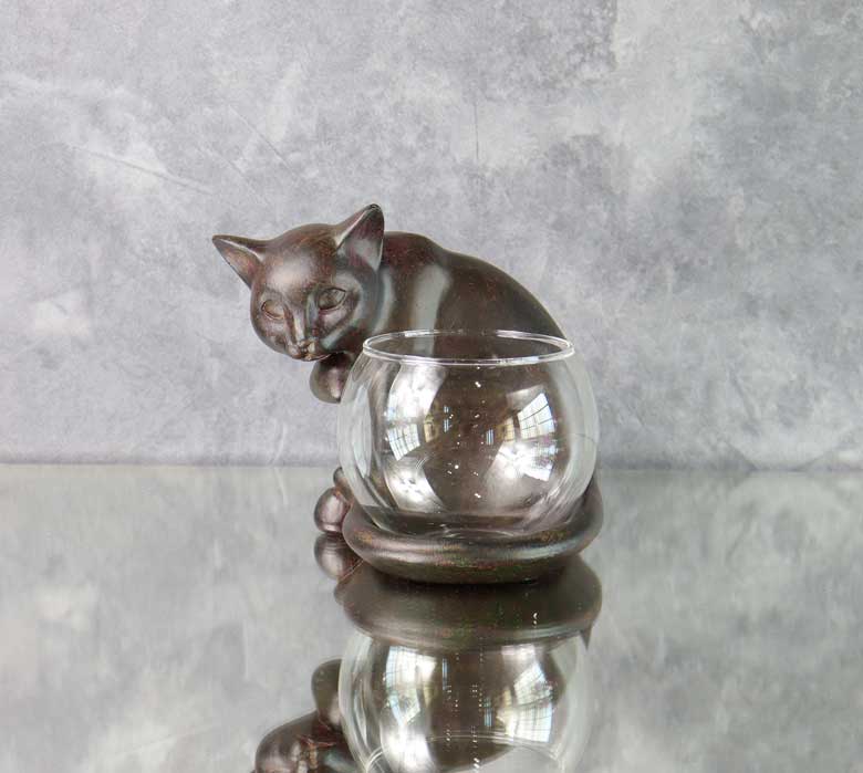 樹脂製 猫の置物 しっぽネコ 置物 レトロ フィギュア 小物入れ