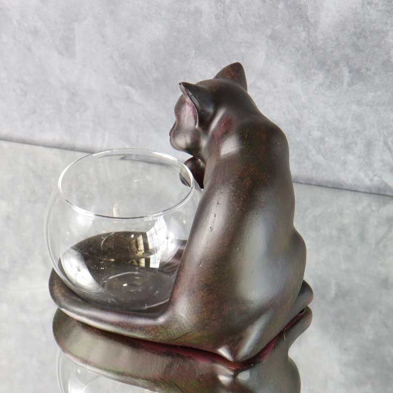 樹脂製 猫の置物 しっぽネコ 置物 レトロ フィギュア 小物入れ