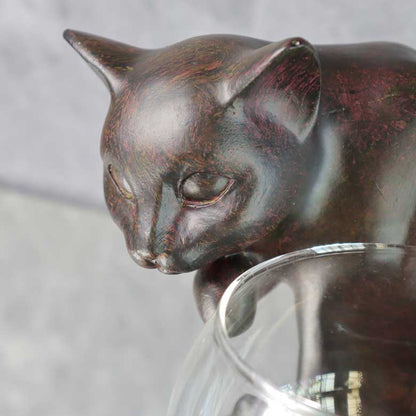 樹脂製 猫の置物 しっぽネコ 置物 レトロ フィギュア 小物入れ