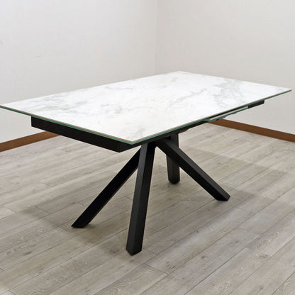 セラミック テーブルセット 伸長式 ホワイト 160cm 200cm ダイニングテーブル 5点セット 伸張式 食卓テーブル モダン