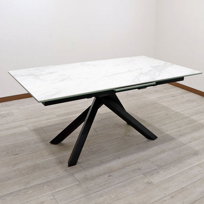 セラミック テーブルセット 伸長式 ホワイト 160cm 200cm ダイニングテーブル 5点セット 伸張式 食卓テーブル モダン