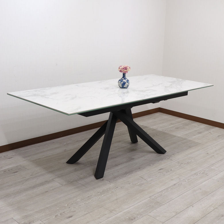 セラミック テーブルセット 伸長式 ホワイト 160cm 200cm ダイニングテーブル 5点セット 伸張式 食卓テーブル モダン