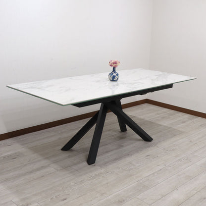 セラミック テーブルセット 伸長式 ホワイト 160cm 200cm ダイニングテーブル 5点セット 伸張式 食卓テーブル モダン
