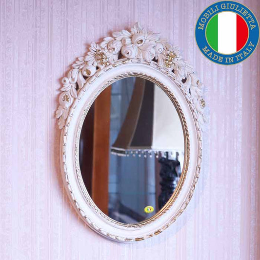 イタリア製 デコレーションミラー 置き鏡 ミラー  アイボリー ゴールド EUROMAMRCHI