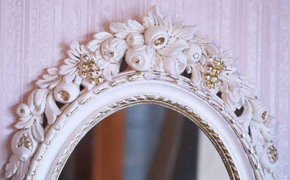 イタリア製 デコレーションミラー 置き鏡 ミラー  アイボリー ゴールド EUROMAMRCHI