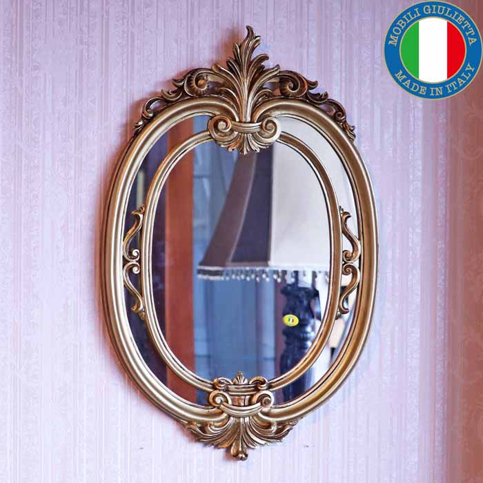 イタリア製 デコレーションミラー 置き鏡 ミラー  ゴールド EUROMAMRCHI