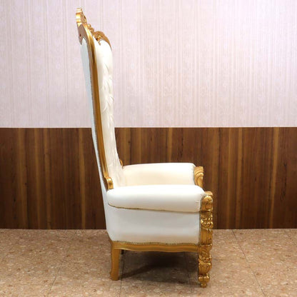 女王様の椅子 クイーン チェア ホワイト ゴールド アンティーク ハンドメイド仕上げ