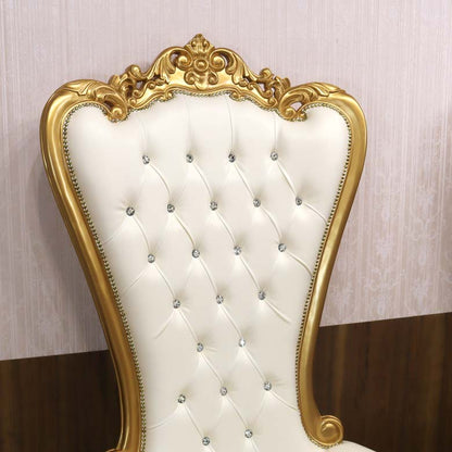 女王様の椅子 クイーン チェア ホワイト ゴールド アンティーク ハンドメイド仕上げ