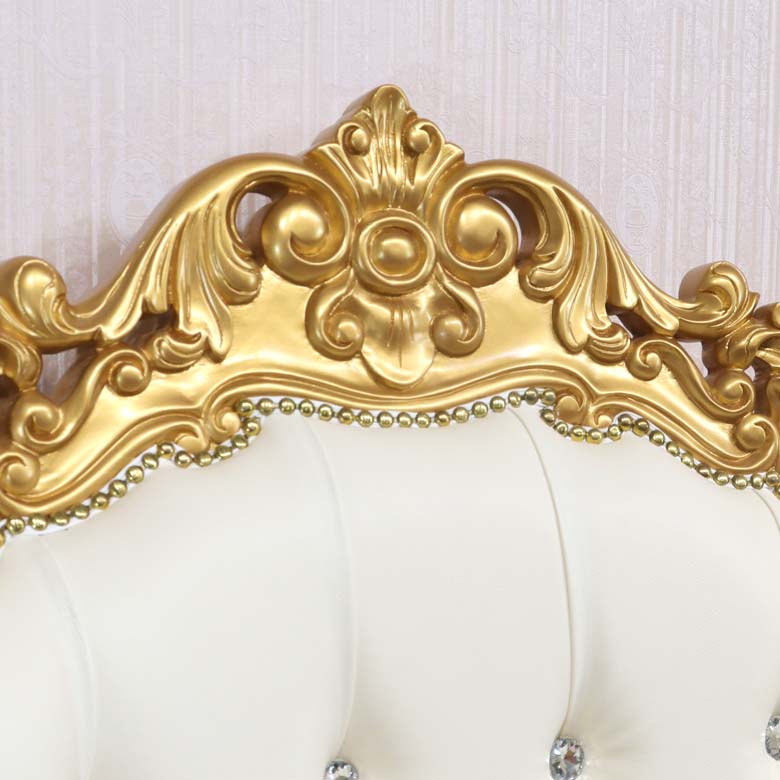 女王様の椅子 クイーン チェア ホワイト ゴールド アンティーク ハンドメイド仕上げ