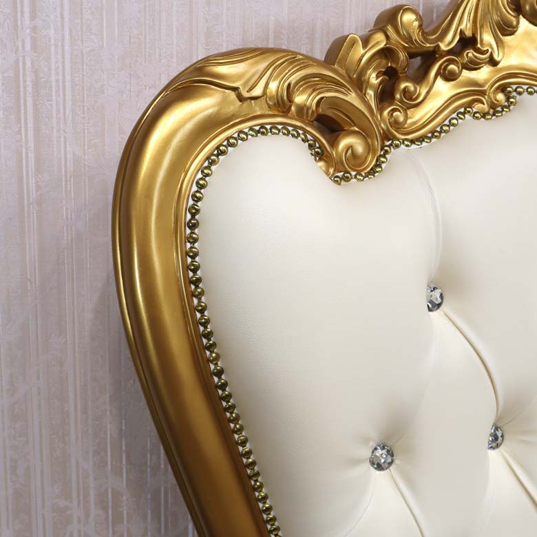 女王様の椅子 クイーン チェア ホワイト ゴールド アンティーク ハンドメイド仕上げ