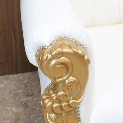 女王様の椅子 クイーン チェア ホワイト ゴールド アンティーク ハンドメイド仕上げ