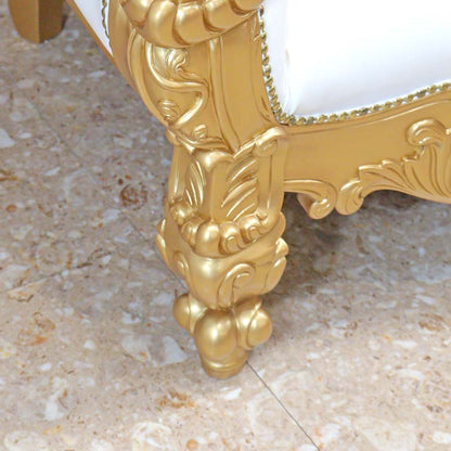 女王様の椅子 クイーン チェア ホワイト ゴールド アンティーク ハンドメイド仕上げ