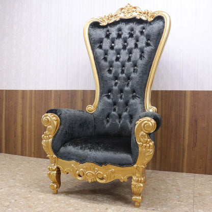 女王様の椅子 クイーン チェア ブラック ゴールド アンティーク ハンドメイド仕上げ