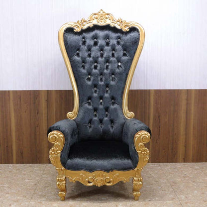 女王様の椅子 クイーン チェア ブラック ゴールド アンティーク ハンドメイド仕上げ