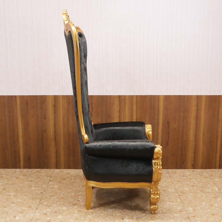 女王様の椅子 クイーン チェア ブラック ゴールド アンティーク ハンドメイド仕上げ