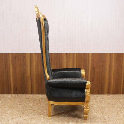 女王様の椅子 クイーン チェア ブラック ゴールド アンティーク ハンドメイド仕上げ