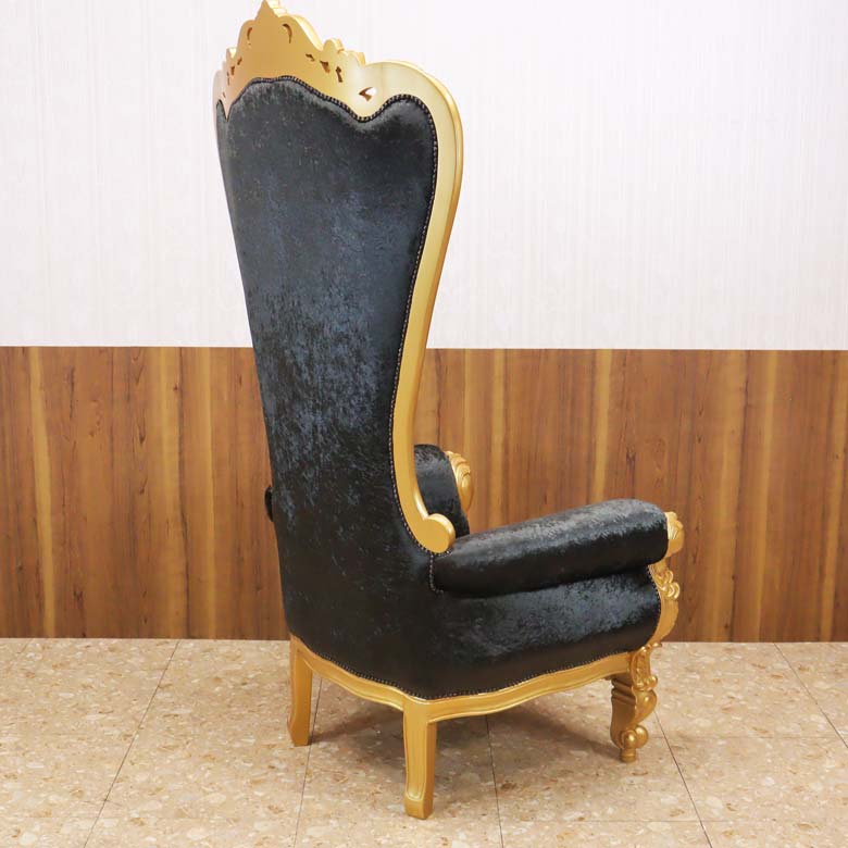 女王様の椅子 クイーン チェア ブラック ゴールド アンティーク ハンドメイド仕上げ
