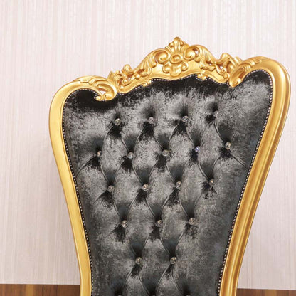 女王様の椅子 クイーン チェア ブラック ゴールド アンティーク ハンドメイド仕上げ