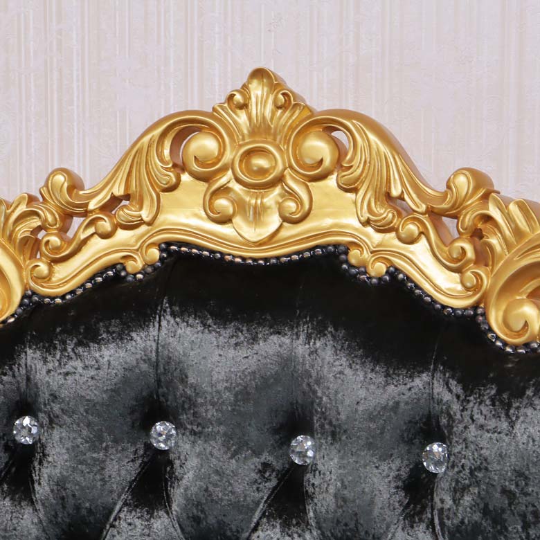 女王様の椅子 クイーン チェア ブラック ゴールド アンティーク ハンドメイド仕上げ