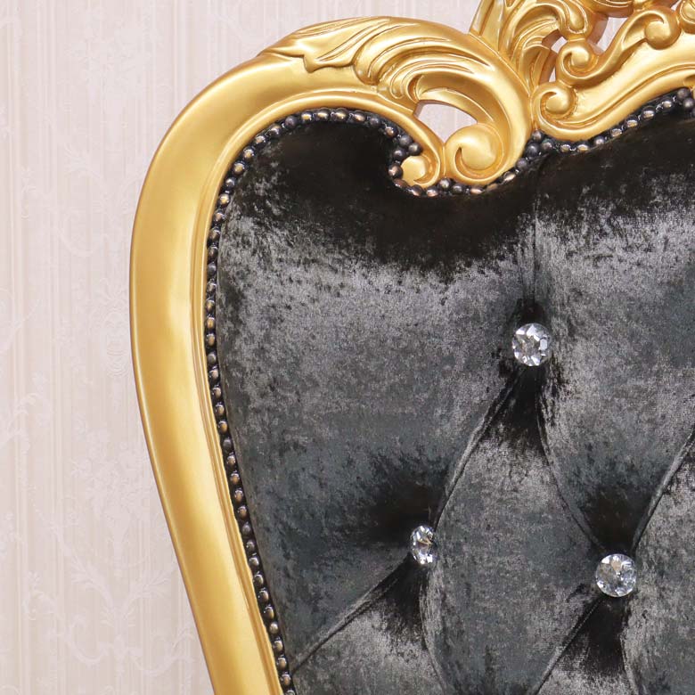 女王様の椅子 クイーン チェア ブラック ゴールド アンティーク ハンドメイド仕上げ