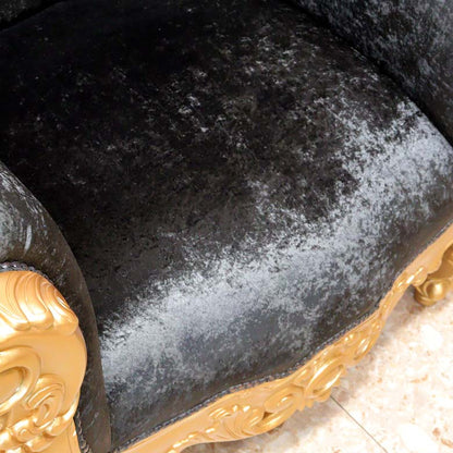 女王様の椅子 クイーン チェア ブラック ゴールド アンティーク ハンドメイド仕上げ