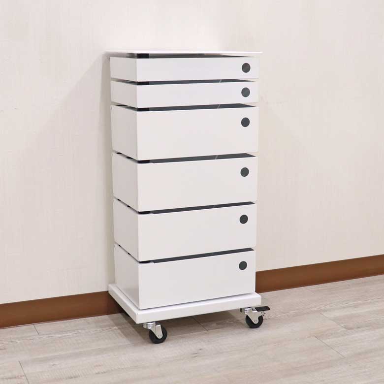 ファイルラック イタリア アイアン DOTTUS 6段 ホワイト レターケース 整理 キャスター付き ワゴン