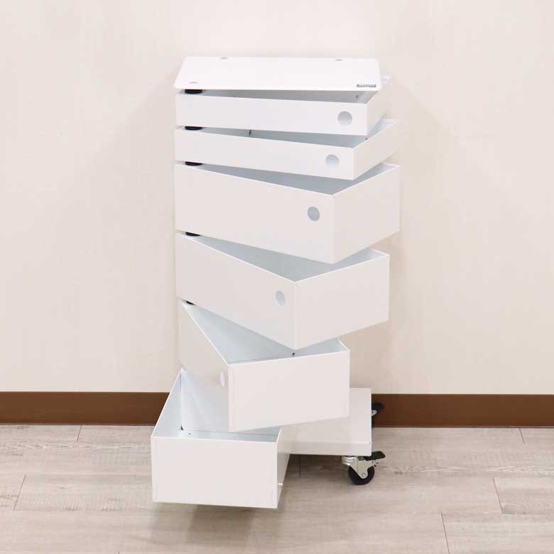 ファイルラック イタリア アイアン DOTTUS 6段 ホワイト レターケース 整理 キャスター付き ワゴン