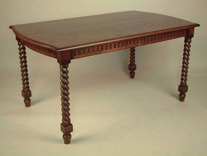 ダイニングテーブル 145cm 木製 4人用 茶 レトロ ネジリ脚