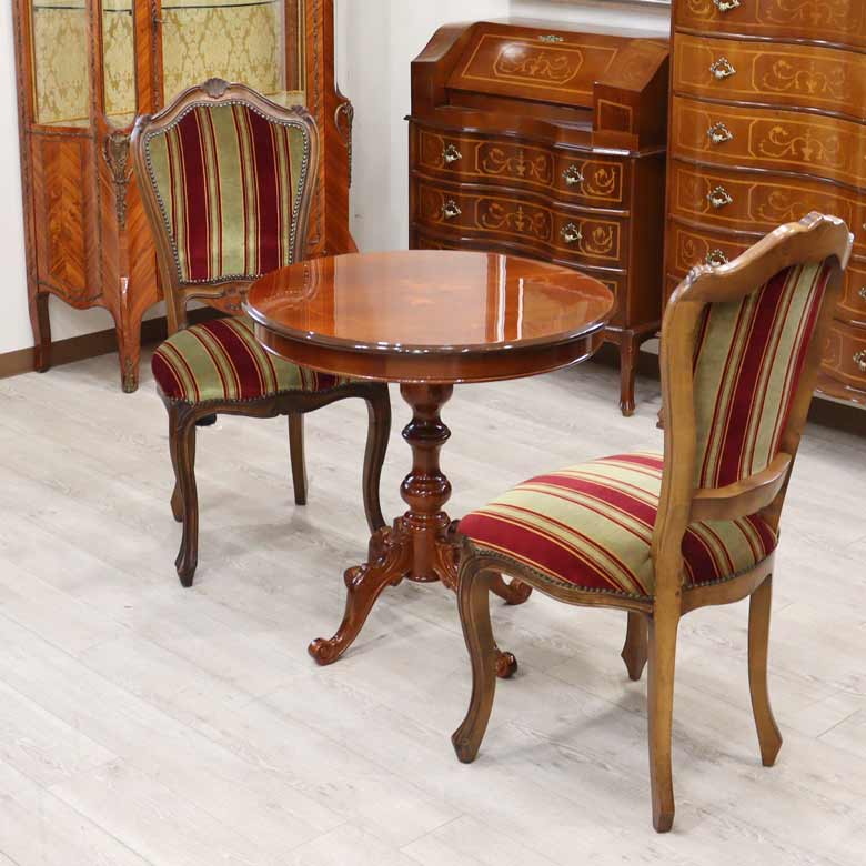 イタリア ダイニングテーブル 70cm幅 2人用 象嵌