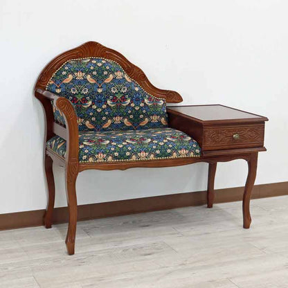 テレフォンベンチ いちご泥棒 ブルー 木製 ベンチ 猫脚 イタリア いちご泥棒 ベスト・オブ・モリス 日本