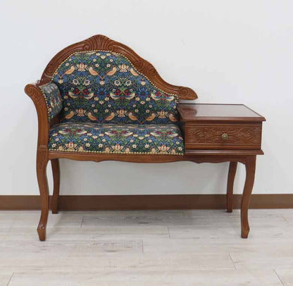 テレフォンベンチ いちご泥棒 ブルー 木製 ベンチ 猫脚 イタリア いちご泥棒 ベスト・オブ・モリス 日本