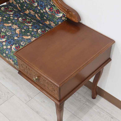 テレフォンベンチ いちご泥棒 ブルー 木製 ベンチ 猫脚 イタリア いちご泥棒 ベスト・オブ・モリス 日本