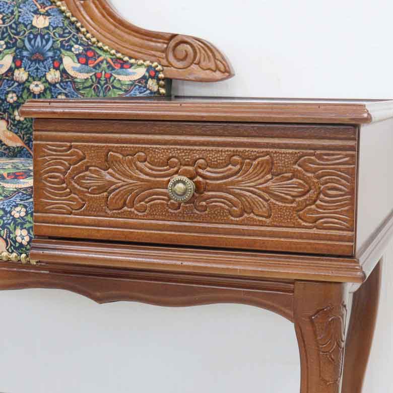 テレフォンベンチ いちご泥棒 ブルー 木製 ベンチ 猫脚 イタリア いちご泥棒 ベスト・オブ・モリス 日本