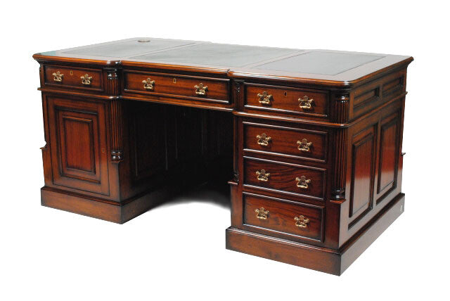 プレジデントデスク マホガニー 両袖デスク 160cm 革張り天板