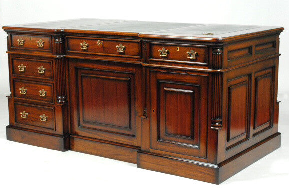 プレジデントデスク マホガニー 両袖デスク 160cm 革張り天板