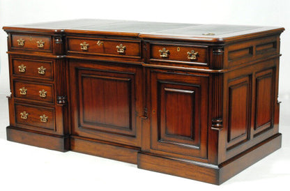 プレジデントデスク マホガニー 両袖デスク 160cm 革張り天板