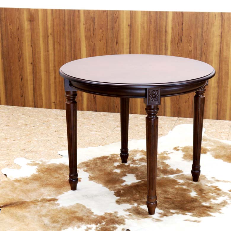 イタリア ダイニングテーブル 90cm幅 2人用 象嵌 円形 310/90