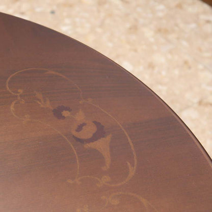 イタリア ダイニングテーブル 90cm幅 2人用 象嵌 円形 310/90