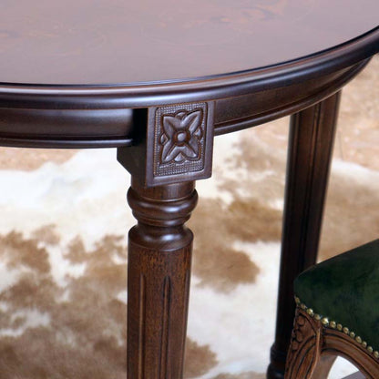 イタリア ダイニングテーブル 90cm幅 2人用 象嵌 円形 310/90