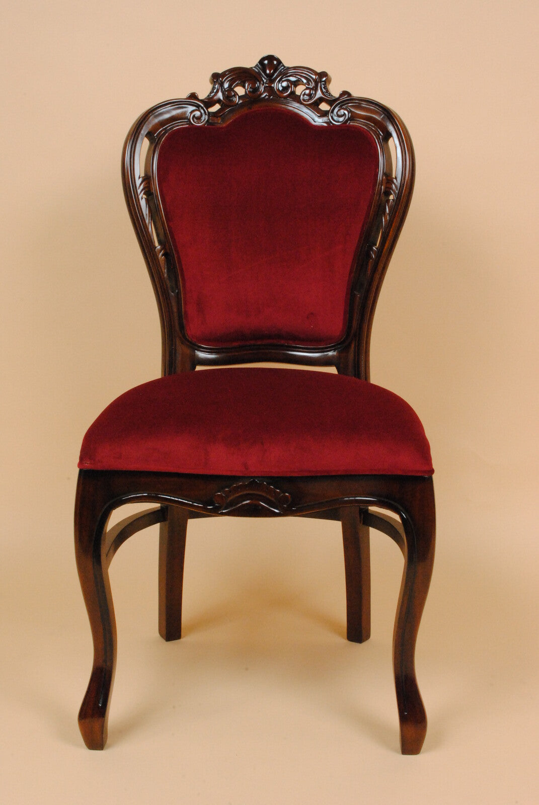 ダイニングチェア マホガニー 猫脚 完成品 レッドモケット