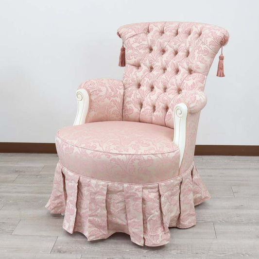 イタリア 一人がけ ソファー ホワイト ピンクアラベスク 785W/COP