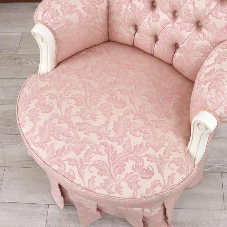 イタリア 一人がけ ソファー ホワイト ピンクアラベスク 785W/COP