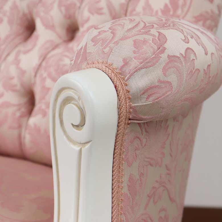 イタリア 一人がけ ソファー ホワイト ピンクアラベスク 785W/COP