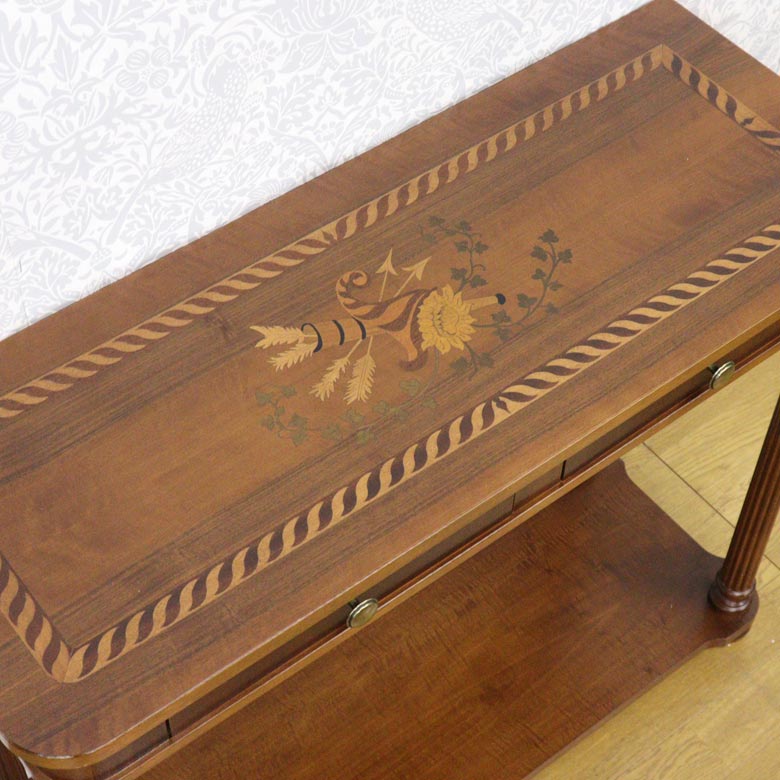 コンソールテーブル 木製 イタリア 猫脚 象嵌 完成品